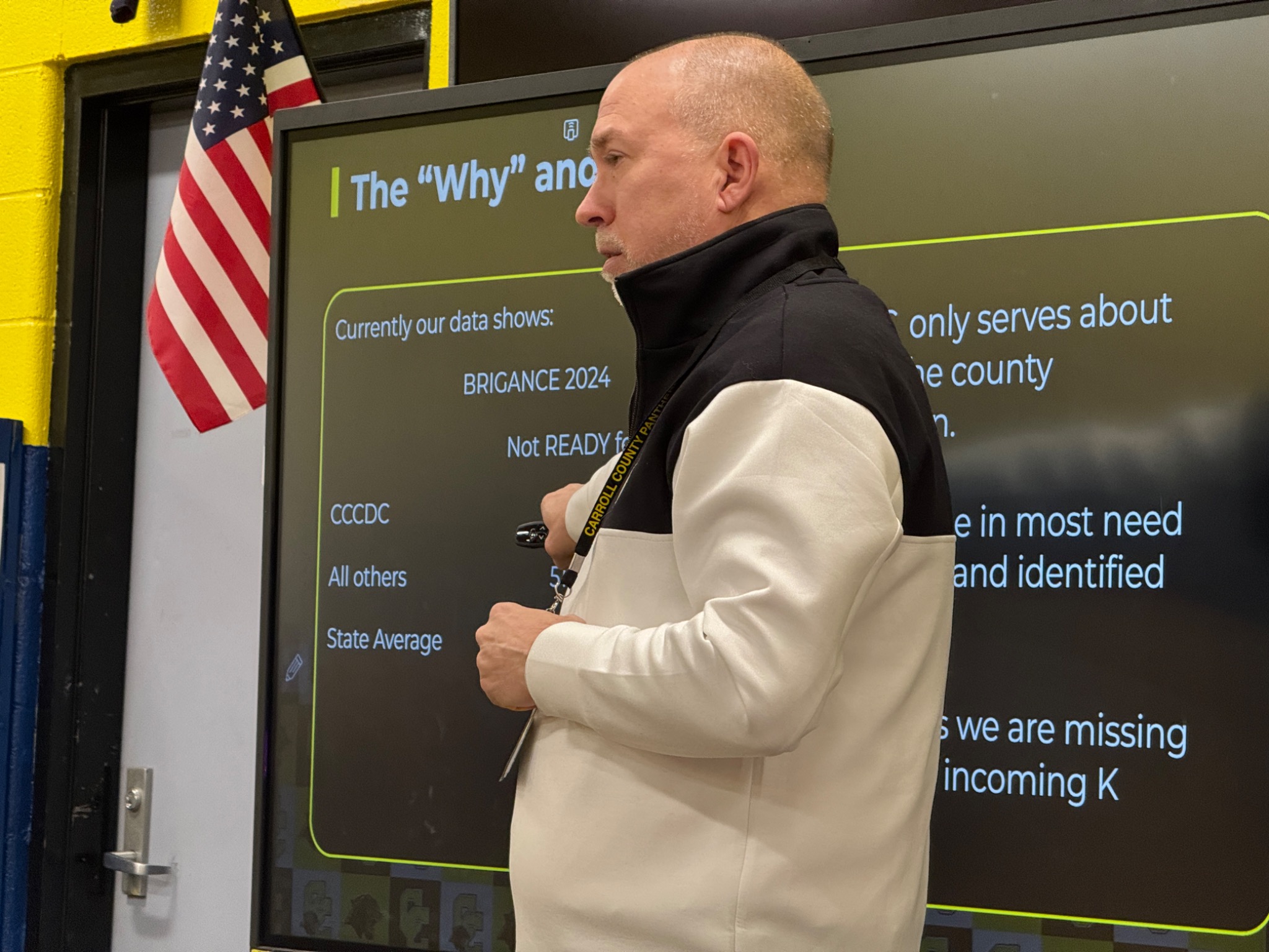 Casey Jaynes presenting information to a school and community audience